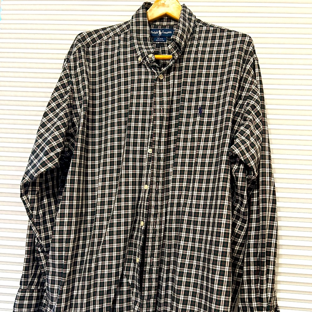 Ralph Lauren polo dress shirt navy plaid XL